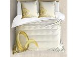 Abakuhaus Copripiumino Da Matrimonio, Anelli Fiori Romantici, Antiacaro, Adatto A Chi Soffre Di Allergie, Con Federe, 200 Cm X 200 Cm - 80 X 80 Cm, Giallo Seppia Cocco