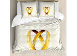 Abakuhaus Copripiumino Matrimoniale, Coppia Di Anelli Nuziali, Antiacaro, Adatto A Chi Soffre Di Allergie, Con Federe, 155 Cm X 220 Cm - 80 X 80 Cm, Giallo Arancione Eggshell