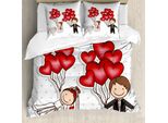 Abakuhaus Copripiumino Matrimoniale, Lustige Newlyweds Balloons, Antiacaro E Anallergico Con Federe, 200 Cm X 200 Cm - 80 X 80 Cm, Rosso, Bianco, Nero