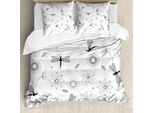 Abakuhaus Copripiumino Libelle, Libelle Fiori, Antiacaro Adatto A Chi Soffre Di Allergie Con Federe, 155 Cm X 220 Cm - 80 X 80 Cm, Bianco E Nero