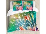 Abakuhaus Copripiumino Libelle, Digital Lilacs Dragonfly, Antiacaro, Adatto A Chi Soffre Di Allergie, Con Federe, 155 Cm X 220 Cm - 80 X 80 Cm, Felce, Verde, Lilla