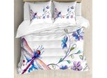 Abakuhaus Copripiumino Libelle, Fiori Ivy Libelle, Antiacaro, Adatto A Chi Soffre Di Allergie, Con Federe, 155 Cm X 220 Cm - 80 X 80 Cm, Verde, Viola E Blu