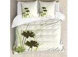 Abakuhaus Copripiumino Libellula, Fiori E Foglie, Antiacaro, Adatto A Chi Soffre Di Allergie, Con Federe, 200 Cm X 200 Cm - 80 X 80 Cm, Verde Chiaro Verde Scuro