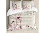 Abakuhaus Set Copripiumino Rosa Pallido Per Letti Matrimoniali, Grunge Dragonfly, Antiacaro, Adatto A Chi Soffre Di Allergie, Con Federe, Rosa Chiaro, Bordeaux E Blu
