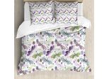 Abakuhaus Copripiumino Libellula, Libellule Fiori, Antiacaro Adatto A Chi Soffre Di Allergie Con Federe, 155 Cm X 220 Cm - 80 X 80 Cm, Azzurro Lilla