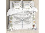 Abakuhaus Copripiumino Libelle, Tema Farm Life Dragonfly, Antiacaro, Adatto A Chi Soffre Di Allergie, Con Federe, 155 Cm X 220 Cm - 80 X 80 Cm, Viola Verde