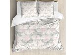 Abakuhaus Copripiumino Libelle, Vintage Dragonfly, Antiacaro, Adatto A Chi Soffre Di Allergie, Con Federe, 155 Cm X 220 Cm - 80 X 80 Cm, Rosa Chiaro Grigio Pallido