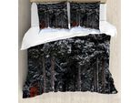 Abakuhaus Copripiumino Per Bagno, Cottage Nella Foresta Innevata, Antiacaro, Adatto A Chi Soffre Di Allergie, Con Federe, 200 Cm X 200 Cm - 80 X 80 Cm, Verde Scuro E Bianco