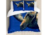 Abakuhaus Copripiumino Tartaruga, Animali Marini Che Nuotano, Antiacaro, Adatto A Chi Soffre Di Allergie, Con Federe, 155 Cm X 220 Cm - 80 X 80 Cm, Blu Giallo