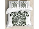 Abakuhaus Copripiumino Tartaruga, Tartaruga Maori, Antiacaro, Adatto A Chi Soffre Di Allergie, Con Federe, 155 Cm X 220 Cm - 80 X 80 Cm, Bianco E Nero