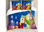 Abakuhaus Copripiumino Tartaruga, Tartaruga Cartoon Bambini, Antiacaro Adatto A Chi Soffre Di Allergie Con Federe, 155 Cm X 220 Cm - 80 X 80 Cm, Multicolore
