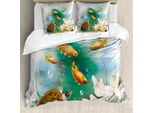 Abakuhaus Set Copripiumino Per Letti Matrimoniali, Animali Acquatici Artistici, Antiacaro, Adatto A Chi Soffre Di Allergie, Con Federe, Multicolore