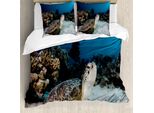 Abakuhaus Copripiumino Tartaruga, Barriera Corallina Tartaruga, Antiacaro Adatto A Chi Soffre Di Allergie Con Federe, 155 Cm X 220 Cm - 80 X 80 Cm, Brown Coconut Aqua