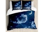 Abakuhaus Set Copripiumino Per Letti Matrimoniali, Cielo Notturno, Tavola Di Legno, Stelle, Antiacaro, Adatto A Chi Soffre Di Allergie, Con Federe, Blu Scuro, Azzurro