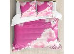 Abakuhaus Copripiumino Corallo, Rosa Tramonto Nuvole, Antiacaro, Adatto A Chi Soffre Di Allergie, Con Federe, 155 Cm X 220 Cm - 80 X 80 Cm, Rosa Corallo Chiaro