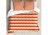 Abakuhaus Copripiumino Corallo, Chevron Arrows Geometric, Antiacaro, Adatto A Chi Soffre Di Allergie, Con Federe, 155 Cm X 220 Cm - 80 X 80 Cm, Arancione Corallo Bianco