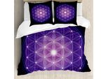 Abakuhaus Copripiumino Blu Scuro, Fiore Della Vita Stelle, Antiacaro, Adatto A Chi Soffre Di Allergie, Con Federe, 155 Cm X 220 Cm - 80 X 80 Cm, Blu Scuro Viola