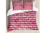 Abakuhaus Copripiumino Corallo, Facciata In Mattoni Antichi, Antiacaro, Adatto A Chi Soffre Di Allergie, Con Federe, 200 Cm X 200 Cm - 80 X 80 Cm, Rosa Magenta