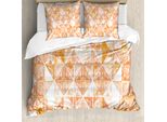 Abakuhaus Copripiumino Coral, Motivo A Triangoli, Antiacaro E Anallergico, Con Federe, 155 Cm X 220 Cm - 80 X 80 Cm, Arancione Corallo E Bianco