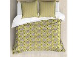 Abakuhaus Set Copripiumino Per Letto Matrimoniale, Fiori Romantici, Antiacaro, Adatto A Chi Soffre Di Allergie, Con Federe, Indaco Giallo Tortora