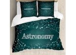 Abakuhaus Constellation Copripiumino, Astronomia Scuola, Antiacaro Adatto A Chi Soffre Di Allergie Con Federe, 200 Cm X 200 Cm - 80 X 80 Cm, Verde Bianco
