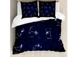 Abakuhaus Costellazione Copripiumino, Diagramma Dell'oroscopo, Antiacaro, Adatto A Chi Soffre Di Allergie, Con Federe, 200 Cm X 200 Cm - 80 X 80 Cm, Blu Scuro E Bianco