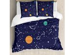 Abakuhaus Constellation Copripiumino, Zodiac Planets, Antiacaro, Adatto A Chi Soffre Di Allergie, Con Federe, 200 Cm X 200 Cm - 80 X 80 Cm, Multicolore