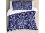 Abakuhaus Copripiumino Blu Scuro, Stile Cinese Floreale, Antiacaro, Adatto A Chi Soffre Di Allergie, Con Federe, 155 Cm X 220 Cm - 80 X 80 Cm, Blu Reale Blu Scuro
