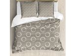 Abakuhaus Copripiumino Color Tortora, Motivi Ad Anello Grungy Art, Antiacaro, Adatto A Chi Soffre Di Allergie, Con Federe, 155 Cm X 220 Cm - 80 X 80 Cm, Tortora Bianco
