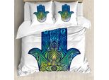 Abakuhaus Copripiumino Evil Eye, Vivace, Antiacaro, Adatto A Chi Soffre Di Allergie, Con Federe, 155 Cm X 220 Cm - 80 X 80 Cm, Blu, Verde, Giallo