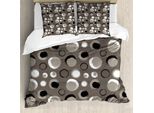 Abakuhaus Copripiumino Color Tortora, Dots Brushstrokes Grunge, Antiacaro, Adatto A Chi Soffre Di Allergie, Con Federe, 155 Cm X 220 Cm - 80 X 80 Cm, Bianco E Nero, Tortora
