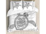 Abakuhaus Copripiumino Tartaruga, Tartaruga, Antiacaro, Adatto A Chi Soffre Di Allergie, Con Federe, 155 Cm X 220 Cm - 80 X 80 Cm, Bianco Nero