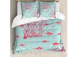 Abakuhaus Copripiumino Corallo, Pesci Barriera Corallina Acquatica, Antiacaro, Adatto A Chi Soffre Di Allergie, Con Federe, 155 Cm X 220 Cm - 80 X 80 Cm, Corallo Scuro Azzurro