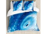 Abakuhaus Constellation Copripiumino, Black Hole Astral, Antiacaro, Adatto A Chi Soffre Di Allergie, Con Federe, 200 Cm X 200 Cm - 80 X 80 Cm, Blu Acqua-Bianco