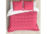 Abakuhaus Copripiumino Corallo, Motivi Antichi A Quadrifoglio, Antiacaro, Adatto A Chi Soffre Di Allergie, Con Federe, 155 Cm X 220 Cm - 80 X 80 Cm, Corallo E Rosso