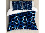 Abakuhaus Copripiumino Blu Scuro, Forme Moderne Sinuose, Antiacaro, Adatto A Chi Soffre Di Allergie, Con Federe, 200 Cm X 200 Cm - 80 X 80 Cm, Blu Blu Scuro Bianco