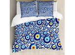 Abakuhaus Copripiumino Evil Eye, Tradizionale Turco, Antiacaro, Adatto A Chi Soffre Di Allergie, Con Federe, 155 Cm X 220 Cm - 80 X 80 Cm, Blu Arancione Giallo