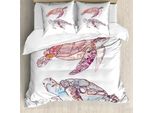 Abakuhaus Copripiumino Tartaruga, Acquerello Morbido, Antiacaro, Adatto A Chi Soffre Di Allergie, Con Federe, 155 Cm X 220 Cm - 80 X 80 Cm, Rosa Fucsia