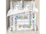 Abakuhaus Copripiumino Irlandese, Motivo Ornamentale Gaelico, Antiacaro, Adatto A Chi Soffre Di Allergie, Con Federe, 155 Cm X 220 Cm - 80 X 80 Cm, Multicolore