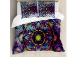 Abakuhaus Copripiumino Lotus, Grunge Futuristic Mandala, Antiacaro, Adatto A Chi Soffre Di Allergie, Con Federe, 200 Cm X 200 Cm - 80 X 80 Cm, Multicolore