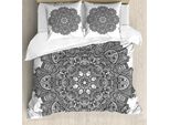 Abakuhaus Copripiumino Lotus, Motivo Mosaico Dettagliato, Antiacaro, Adatto A Chi Soffre Di Allergie, Con Federe, 155 Cm X 220 Cm - 80 X 80 Cm, Bianco E Nero
