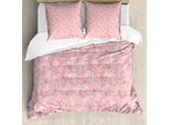 Abakuhaus Copripiumino Rosa Pallido, Farfalle, Antiacaro, Adatto A Chi Soffre Di Allergie, Con Federe, 200 Cm X 200 Cm - 80 X 80 Cm, Pesca Bianco E Rosa