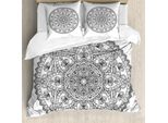 Abakuhaus Copripiumino Lotus, Motivo Boho Rotondo, Antiacaro, Adatto A Chi Soffre Di Allergie, Con Federe, 155 Cm X 220 Cm - 80 X 80 Cm, Grigio Bianco