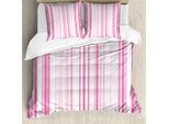 Abakuhaus Copripiumino Rosa Pallido, A Righe Verticali, Antiacaro, Adatto A Chi Soffre Di Allergie, Con Federe, 200 Cm X 200 Cm - 80 X 80 Cm, Bianco Rosa Chiaro