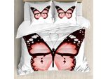 Abakuhaus Set Copripiumino A Farfalla Per Letti Matrimoniali, Sommervogel Freigeist, Antiacaro, Adatto A Chi Soffre Di Allergie, Con Federe, Rosa Pastello, Marrone Castagna, Rosa, Bianco