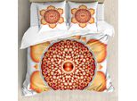 Abakuhaus Set Copripiumino Per Letti Matrimoniali, Simbolo Spirituale Di Armonia, Antiacaro, Adatto A Chi Soffre Di Allergie, Con Federe, Rosso Cinabro Arancione
