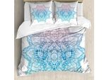 Abakuhaus Copripiumino Lotus, Motivo Paisley Bohem Art, Antiacaro, Adatto A Chi Soffre Di Allergie, Con Federe, 155 Cm X 220 Cm - 80 X 80 Cm, Viola Azzurro