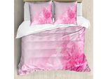 Abakuhaus Copripiumino Rosa Pallido, Primavera Flora Shabby, Antiacaro, Adatto A Chi Soffre Di Allergie, Con Federe, 155 Cm X 220 Cm - 80 X 80 Cm, Rosa Confetto