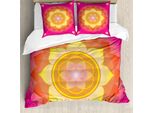 Abakuhaus Copripiumino Lotus, Lotus Planet Astral Cosmic, Antiacaro, Adatto A Chi Soffre Di Allergie, Con Federe, 155 Cm X 220 Cm - 80 X 80 Cm, Rosa Giallo Rosso