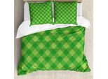 Abakuhaus Copripiumino Irlandese, Motivo A Quadri Verde Retrò, Antiacaro, Adatto A Chi Soffre Di Allergie, Con Federe, 155 Cm X 220 Cm - 80 X 80 Cm, Verde Verde Lime